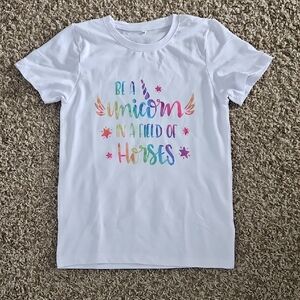 Hand Crafted White Unicorn Graphic Tee